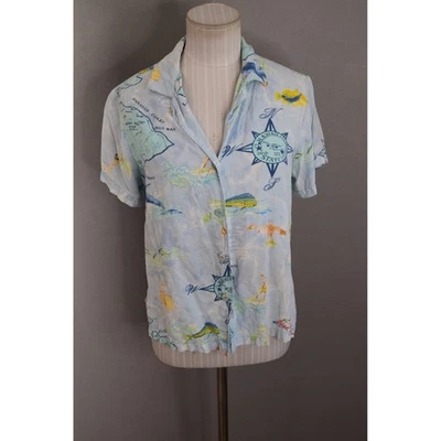 Camisa JAMS WORLD edição limitada estampa de mapa SS botão camisa Statehood Havaí - Imagem 1 de 4