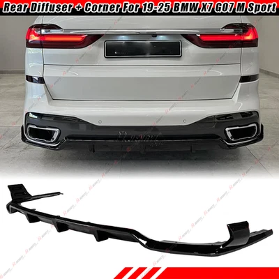 For 2019-26 BMW X7 G07 M50 M Sport Gloss Black GT Style Rear Bumper Diffuser Kit - Image 1 of 4