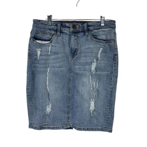 S & P by Standard & Practices Women's Skirt Size 11 Blue Denim Distressed Light - Picture 1 of 10