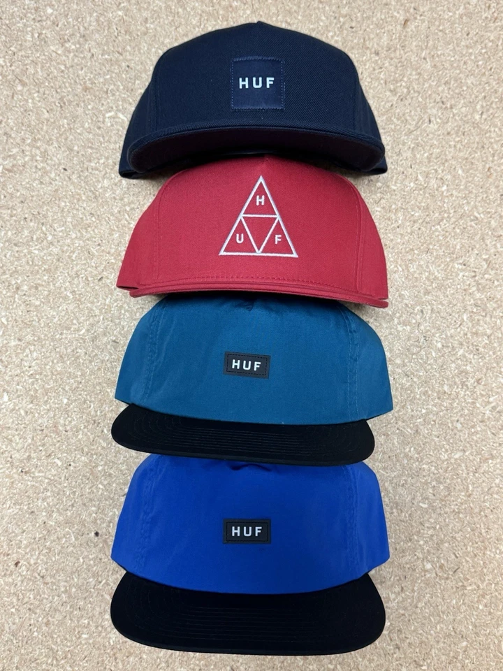 LOTE DE 4 SOMBREROS HUF - Nuevo Snapback negro rojo azul skate calzado skate Foto 1 de 4