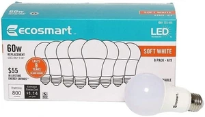 EcoSmart 9.7 Watt (60W Equivalent) Soft White A19 Non-Dimmable LED Light Bulb 1  - Picture 1 of 1