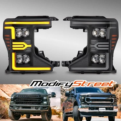 Fit 20-22 Ford Super Duty NOVA-Series Projector Halogen Headlights Black - Image 1 of 4