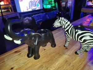 Elephant And Zebra Candle Holders - Picture 1 of 11