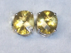 ORECCHINI TRAFORATI ARGENTO STERLING GRANDI OVALI TAGLIO CUSCINO 9,90 CARATI QUARZO LIME - Foto 1 di 5