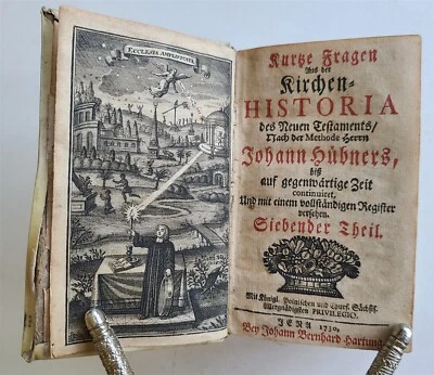 1730 CHURCH HISTORY of BIBLE NEW TESTAMENT antique VELLUM BOUND in GERMAN - Image 1 of 4