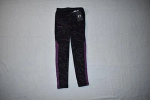 Under Armour Girls Fitted Leggings Size Small 1366855 001 Black/Purple NWT - Picture 1 of 2
