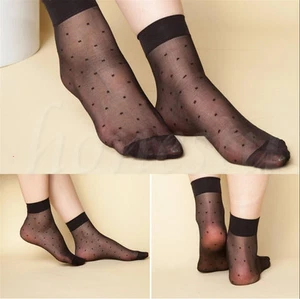 5/10/20 Pairs Lady Lace Ultra-thin Fiber Denier Sheer Ankle High Pop Dots Socks - Picture 1 of 12