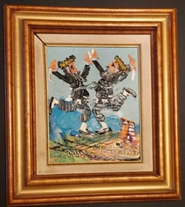 Morris Katz 1987 Firmado Óleo Sobre Lienzo Rabinos Bailando en la Montaña Enmarcado 14x16" - Imagen 1 de 11