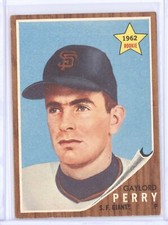 GAYLORD PERRY 1962 TOPPS BASEBALL #199 STAR ROOKIE GIANTS HOF RC GD-VG