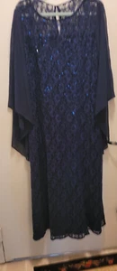 SLNY Navy Blue gown size 20 womens Long sleeve - Picture 1 of 6