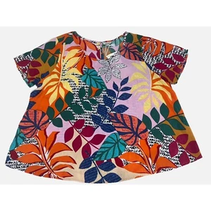 Orientique Naturally Australian Top Women’s 2X Barbeyrolles Print Short Sleeve - Picture 1 of 14