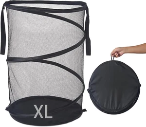Extra Large 115L Mesh Popup Laundry Hamper 26X18X18 Inches, Foldable with Handle - Picture 1 of 12