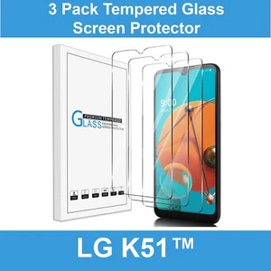 3 Pack Full Cover Screen Protector High Clear Tempered Glass for LG K51 Q51 - Picture 1 of 8