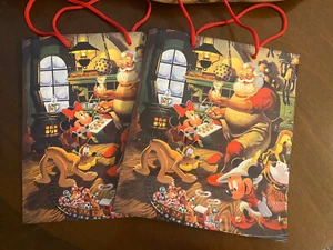 Disney Store  Santa’s Workshop  Mickey Minnie Pluto Gift Bags 1993 Unused - Picture 1 of 4