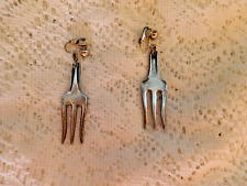 Vintage Silver Fork Earrings ~ 4" ~  FREE SHIPPING~