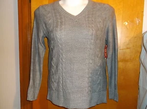 BRAND NEW LADY'S "FADED GLORY" V' NECK GREY KNIT PULLOVER SWEATER...#4 - Picture 1 of 3