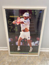 ORIGINAL 1992 Nike ANDRE AGASSI Wimbledon Framed Poster Mowing the Lawn 23"x35"