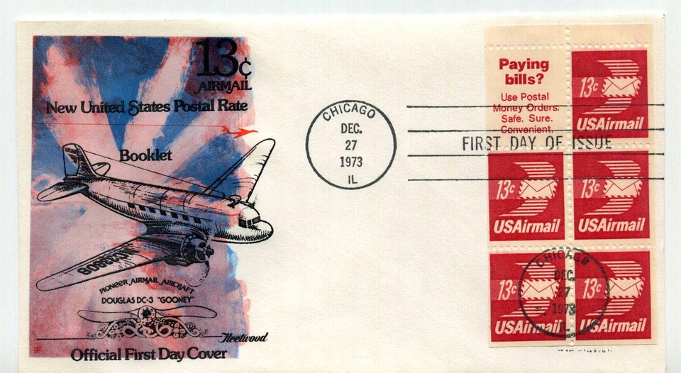C79a  13c Winged Envelope, booklet pane of 5, Fleetwood FDC - Image 1 of 1