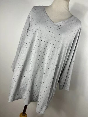 Camisa Top Jill XL Gris Negra Lunares Cuello en V Manga 3/4 Elastizada Mujer R3 Foto 1 de 4
