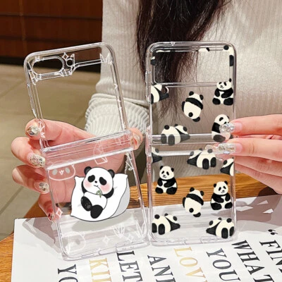 For Samsung Galaxy Z Flip7 Z Flip6 5 4 3 Shockproof Clear Panda Hinge Phone Case - Image 1 of 4
