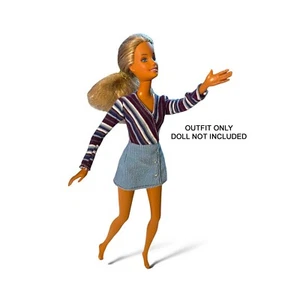 Vintage Mattel Barbie Corduroy Cool 1999 Barbie fashion Doll Purple & Blue Dress - Picture 1 of 4