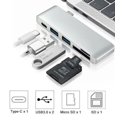 Alloy USB Type-C To USB3.0*2 SD TF Card Reader PD For MacBook Dell Nuc Windows - Image 1 of 4