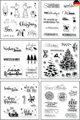 BESUCHE DEN FOLANVOFF-STORE Silikonstempel Weihnachten Deutsch, 6 Blätter Clear Stamp Weihnachten, Frohe
