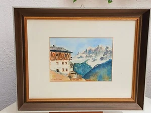 Aquarell BERGLANDSCHAFT  TRENTINO signiert Guido Mattuzzi 1902-1977 gerahmt L576 - Bild 1 von 5