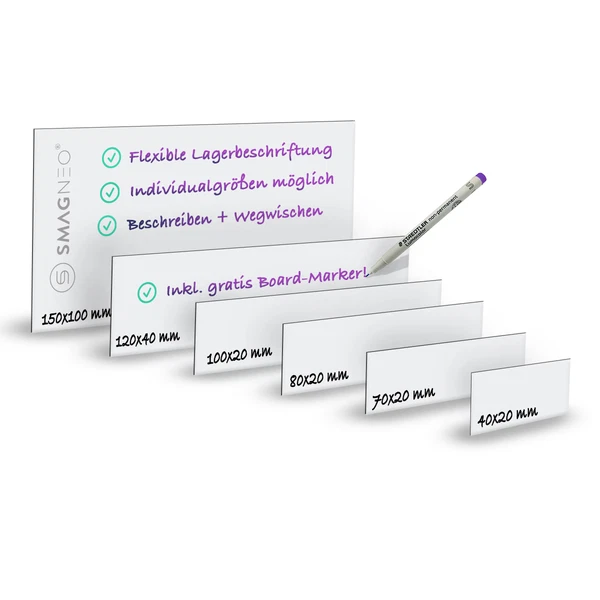 SMAGNON® Magnet-Schilder , Magnetetiketten, Magnetstreifen - Größe: 60mm x 20mm