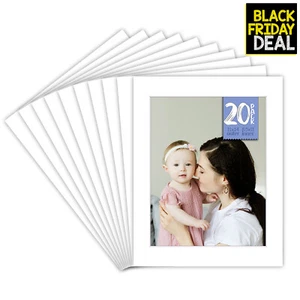 Pack of 20 11x14 White Picture Mats for 8.5x11 Photo Acid-Free Bevel Pre-Cut - Picture 1 of 5