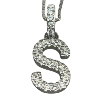 COLLANA DA DONNA LACCIO CHARM CIONDOLO LETTERA INIZIALE S PUNTILUCE ARGENTO 925 - Immagine 1 di 4