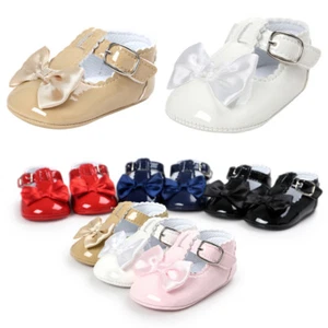 Newborn Baby Kids Girls Princess Soft Sole Leather Sneakers Crib Shoes Dressy - Picture 1 of 15