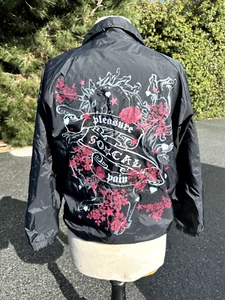 No Fear So Cal Jacket Small Black Embroidered Graphic Floral Hearts Stars Womens - Picture 1 of 17