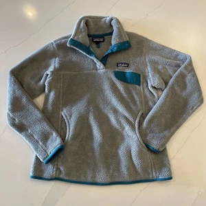 Patagonia Women's Grey/Teal Re-Tool Snap-T Fleece Pullover Medium - Picture 1 of 10