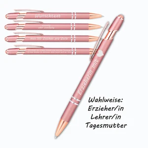 Erzieherin mit Herz Kugelschreiber Roségold | Erzieher, Lehrer/in + Wunschtext - Bild 1 von 7