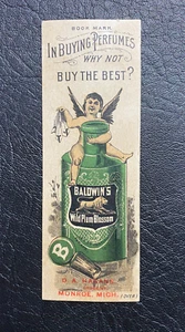 1800's Baldwin's Wild Plum Blossom perfume fairy lion Advertising Bookmark Card - Picture 1 of 2