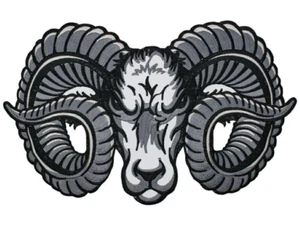 Ram Head Iron-on & Sew-on Back Patch | Biker Gang Motorcycle Club Outlaw Logo - Picture 1 of 4