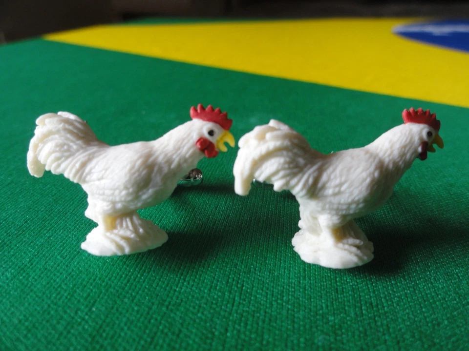 Abotoaduras de frango ou galo--comida de fazenda de animais fofa engraçada criador de ovos aves - Imagem 1 de 1