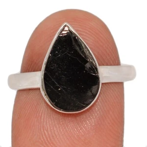 Natural Elite Shungite - Russia 925 Sterling Silver Ring Jewelry s.8.5 CR71519 - Picture 1 of 1