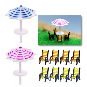 TYS40150 2 Sets Model Train Sun Umbrella Parasols Leisure Chairs Bench N Scale - Picture 1 of 6