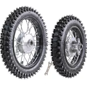 Front 60/100-12 Rear 80/100-10 Wheel Tyre Rim Drum Brake Dirt Bike KLX 110 CRF70 - Picture 1 of 10