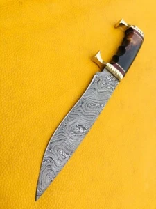 MASSANFERTIGUNG HANDGEFERTIGTES BOGENMESSER AUS DAMASTSTAHL MIT FESTER KLINGE.(13,00"). - Bild 1 von 10