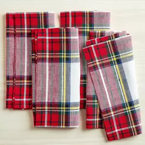 Linen White Napkins Set of 4 – 100% Pure Linen Stewart Plaid Napkins 20 X 20 Inc - Picture 1 of 6