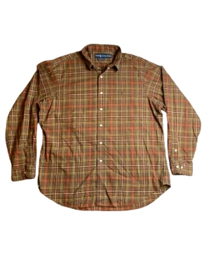 Ralph Lauren Shirt Adult Extra Large 17.5 Brown Tan Classic Fit Green Pony Mens - Image 1 of 4