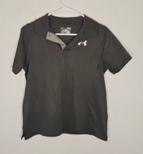 Under Armour Polo Shirt, Short Sleeve Heat Gear Outdoor Loose Youth Large Gray - Picture 1 of 6