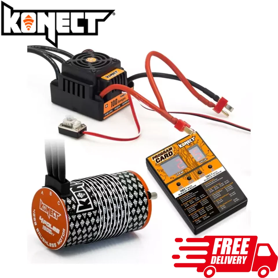 Konect 1/8 Combo Sin Escobillas Impermeable 1900kv Motor 100a ESC RC Coche Buggy Truggy Foto 1 de 4