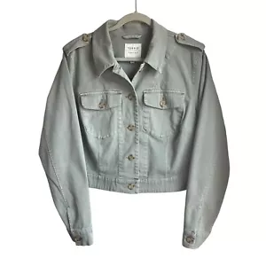 Torrid Womens Sz 2X Cropped Olive Green jacket button stretch Cotton - Picture 1 of 9