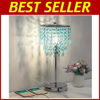 触摸控制水晶台灯,双USB床边 — 第 1/4 张图片