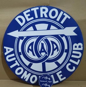 AAA Detroit Automobile Club Porcelain Enamel Sign 30 X 30 Inches 1 sides - Picture 1 of 6