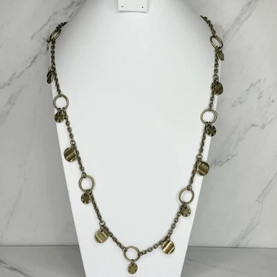 Premier Designs Hammered Metal Gold Tone Long Necklace - Image 1 of 4